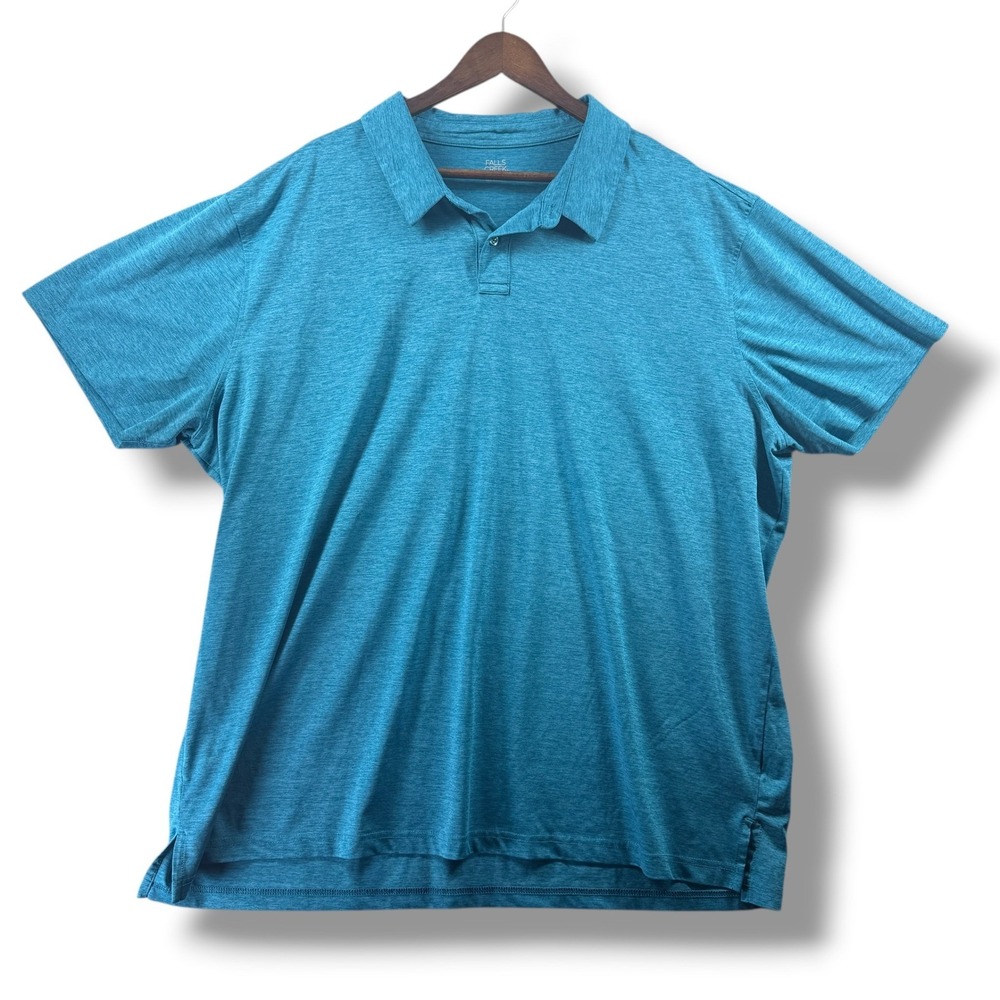 Falls Creek Mens XXXL Teal Blue Heathered Short Sleeve Performance Polo‎ Shirt